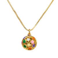 Brass Necklace, gold color plated, for woman & enamel, more colors for choice, 15mm, Length:Approx 17.7 Inch, Sold By PC