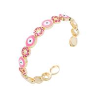 Evil Eye Jewelry Bracelet Brass gold color plated micro pave cubic zirconia & for woman & enamel 60mm Sold By PC