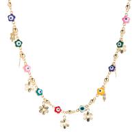 Evil Eye Schmuck Halskette, Messing, goldfarben plattiert, verschiedene Stile für Wahl & für Frau & Emaille, farbenfroh, Länge:46 cm, verkauft von PC