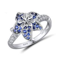 Cubic Zirconia Micro Pave Brass Ring Flower platinum plated & micro pave cubic zirconia & for woman nickel lead & cadmium free 13mm US Ring Sold By PC