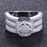 Cubic Zirconia Micro Pave Brass Ring Geometrical Pattern platinum plated & micro pave cubic zirconia & for woman nickel lead & cadmium free 10mm US Ring Sold By PC
