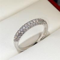 Cubic Zirconia Micro Pave Brass Ring, platinum plated, different size for choice & micro pave cubic zirconia & for woman, nickel, lead & cadmium free, 3.50mm, US Ring Size:6-10, Sold By PC