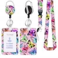 Polyester Lanyard Card Holder with Plastic & Zinc Alloy portable & Unisex Sold By Set