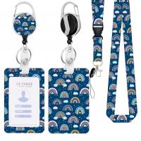 Polyester Lanyard Card Holder with Plastic & Zinc Alloy portable & rainbow design & Unisex Sold By Set