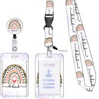 Polyester Lanyard Card Holder with PVC Plastic portable & rainbow design & Unisex Sold By Set