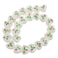 Holprige Lampwork Perlen, Herz, DIY, weiß, 13x16x8mm, 20PCs/Tasche, verkauft von Tasche