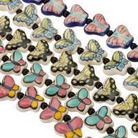 Printing Porcelain Beads, Butterfly, DIY, more colors for choice, 14x17x7mm, 20PCs/Bag, Sold By Bag