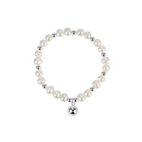 Freshwater Cultured Pearl Bracelet, 925 Sterling Silver, with Freshwater Pearl, for woman, silver color, Length:Approx 6.3 Inch, Sold By PC