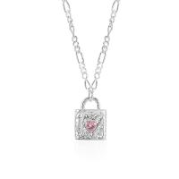 Cubic Zircon Micro Pave 925 Sterling Silver Necklace Lock micro pave cubic zirconia & for woman silver color Length Approx 15.75 Inch Sold By PC
