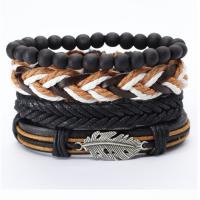 PU Leather Cord Bracelets with Cowhide & Zinc Alloy 4 pieces & fashion jewelry & Unisex Length Approx 17-18 cm Sold By Set