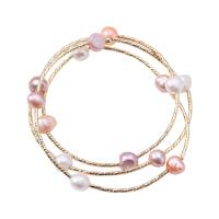 Freshwater Cultured Pearl Bracelet, Titanium Steel, with Freshwater Pearl, high quality plated, Adjustable & fashion jewelry & multilayer & for woman, more colors for choice, Length:Approx 7.87 Inch, Sold By PC