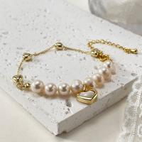Freshwater Cultured Pearl Bracelet Titanium Steel with Freshwater Pearl with 2.17inch extender chain high quality plated fashion jewelry & for woman Length Approx 5.91 Inch Sold By PC