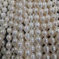Cultured Rice Freshwater Pearl Beads, Teardrop, DIY, white, 9x11mm, Sold Per Approx 15 Inch Strand