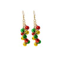 Christmas Earrings, Tibetan Style, gold color plated, fashion jewelry & for woman & enamel, multi-colored, 71x20mm, Sold By Pair
