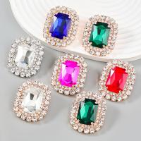 Rhinestone Earring Zinc Alloy gold color plated fashion jewelry & for woman & with glass rhinestone & with rhinestone Sold By Pair
