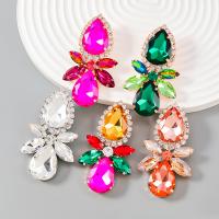 Rhinestone Earring Zinc Alloy gold color plated fashion jewelry & for woman & with glass rhinestone & with rhinestone Sold By Pair