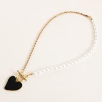 Acrylic Necklace Zinc Alloy with ABS Plastic Pearl & Acrylic gold color plated fashion jewelry & for woman two different colored 30mm Length 45 cm Sold By PC