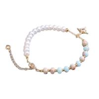 Bracelet en perles de culture d'eau douce, Shoushan Stone, avec perle d'eau douce cultivée & laiton, fait à la main, bijoux de mode & pour femme, Longueur 18 cm, Vendu par PC