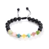 Gemstone Bracelets Natural Stone with Knot Cord & Brass handmade fashion jewelry & for woman & faceted Length 18 cm Sold By PC