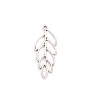 Tibetan Style Leaf Pendants, silver color plated, Unisex & hollow, silver color, nickel, lead & cadmium free, 43x13.80mm, Approx 100PCs/Bag, Sold By Bag