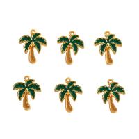 Tibetan Style Enamel Pendants, Palm Tree, gold color plated, Unisex, nickel, lead & cadmium free, 15x18mm, Approx 100PCs/Bag, Sold By Bag