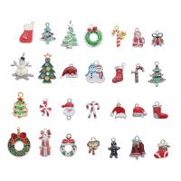 Zinklegierung Weihnachten Anhänger, plattiert, Weihnachts-Design & verschiedene Stile für Wahl & Emaille, keine, frei von Nickel, Blei & Kadmium, ca. 100PCs/Tasche, verkauft von Tasche