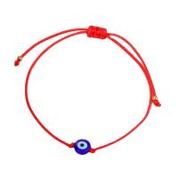 Evil Eye Jewelry Bracelet, Lampwork, with Knot Cord, Adjustable & Unisex, more colors for choice, Length:Approx 16-20 cm, Sold By PC