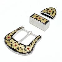 Tibetan Style Belt Buckle, plated, three pieces & DIY & enamel, nickel, lead & cadmium free, 38mm, 3PCs/Set, Sold By Set