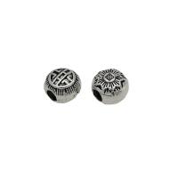 Tibetan Style Spacer Beads, Flat Round, antique silver color plated, DIY, nickel, lead & cadmium free, 8x7mm, Approx 100PCs/Bag, Sold By Bag