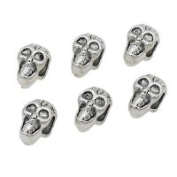 Tibetan Style Spacer Beads, Skull, antique silver color plated, DIY, nickel, lead & cadmium free, 7x12mm, Approx 100PCs/Bag, Sold By Bag