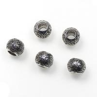 Tibetan Style Spacer Beads, Round, antique silver color plated, DIY, nickel, lead & cadmium free, 10x8mm, Approx 100PCs/Bag, Sold By Bag
