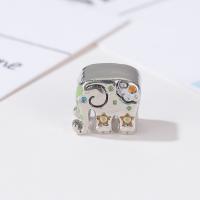 Zinc Alloy European Bead, Elephant, sølvfarvet forgyldt, Juledesign & du kan DIY & emalje, flerfarvede, nikkel, bly & cadmium fri, 10-15mm, Solgt af PC