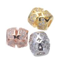 Cubic Zirconia Micro Pave Brass Beads, Drum, plated, DIY & micro pave cubic zirconia, more colors for choice, nickel, lead & cadmium free, 9x8.50mm, Hole:Approx 3.5mm, Sold By PC