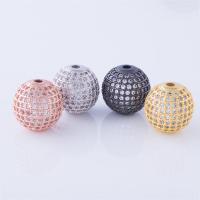 Perles cubes en laiton zircon Micro Pave, Rond, Placage, DIY & pavé de micro zircon, plus de couleurs à choisir, protéger l'environnement, sans nickel, plomb et cadmium, 14mm, Trou:Environ 2.3mm, Vendu par PC