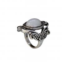 Natural Gemstone Finger Ring Brass with Moonstone antique silver color plated Unisex nickel lead & cadmium free Sold By PC