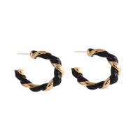 Brass Stud Earring gold color plated for woman & enamel golden nickel lead & cadmium free 33mm Sold By PC