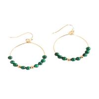 Brass Drop Earring with Malachite gold color plated for woman golden nickel lead & cadmium free 32mm Sold By PC