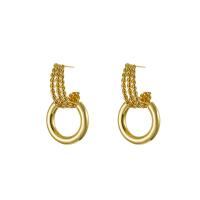 Brass Drop Earring gold color plated for woman golden nickel lead & cadmium free Sold By Pair