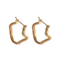 Brass Hoop Earring, irregular, gold color plated, for woman, golden, nickel, lead & cadmium free, 25mm, Sold By Pair