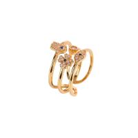 Brass Finger Ring gold color plated for woman & with rhinestone golden nickel lead & cadmium free 20mm Sold By Pair