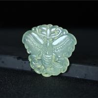 Natural Jade Pendants, Jade New Mountain, Butterfly, Carved, DIY, green, 46x40x5mm, 2PCs/Bag, Sold By Bag