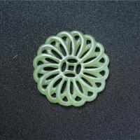 Natural Jade Pendants, Jade New Mountain, Carved, DIY & hollow, green, 54x54x8mm, 2PCs/Bag, Sold By Bag