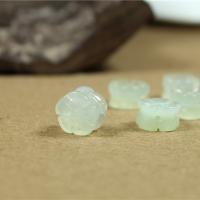 Jade New Mountain Beads, Plum Blossom, Carved, DIY, green, 13x8mm, 2PCs/Bag, Sold By Bag