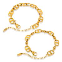 Stainless Steel Jewelry Bracelet 304 Stainless Steel with 1.97 extender chain Vacuum Ion Plating & for woman golden Length 7.09 Inch Sold By PC