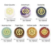 Gemstone Decoration, Round, polished, 7 pieces & gold accent, mixed colors, 16-18mm, 7PCs/Set, Sold By Set