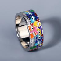 Evil Eye Smykker Finger Ring, Messing, forskellig størrelse for valg & for kvinde & emalje & med rhinestone, nikkel, bly & cadmium fri, Solgt af PC
