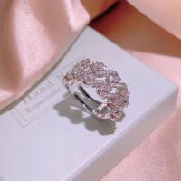 Rhinestone палец кольцо, Латунь, разный размер для выбора & Женский & со стразами, серебряный, не содержит никель, свинец, продается PC