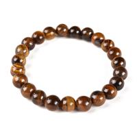 Natural Tiger Eye Bracelets Round fashion jewelry & Unisex Length Approx 20 cm Sold By PC