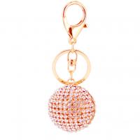 Bag Purse Charms Keyrings Keychains Zinc Alloy Round gold color plated with rhinestone golden nickel lead & cadmium free 106mm Sold By PC