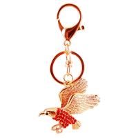 Bag Purse Charms Keyrings Keychains Zinc Alloy Eagle gold color plated with rhinestone nickel lead & cadmium free 118mm Sold By PC